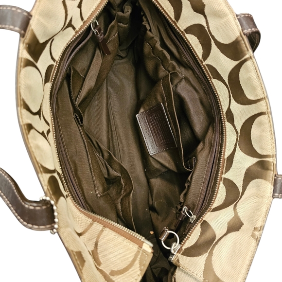 Coach F19202 Signature, Brown & Tan Monogram Canvas Large Diaper Bag / Tote - Picture 3 of 6